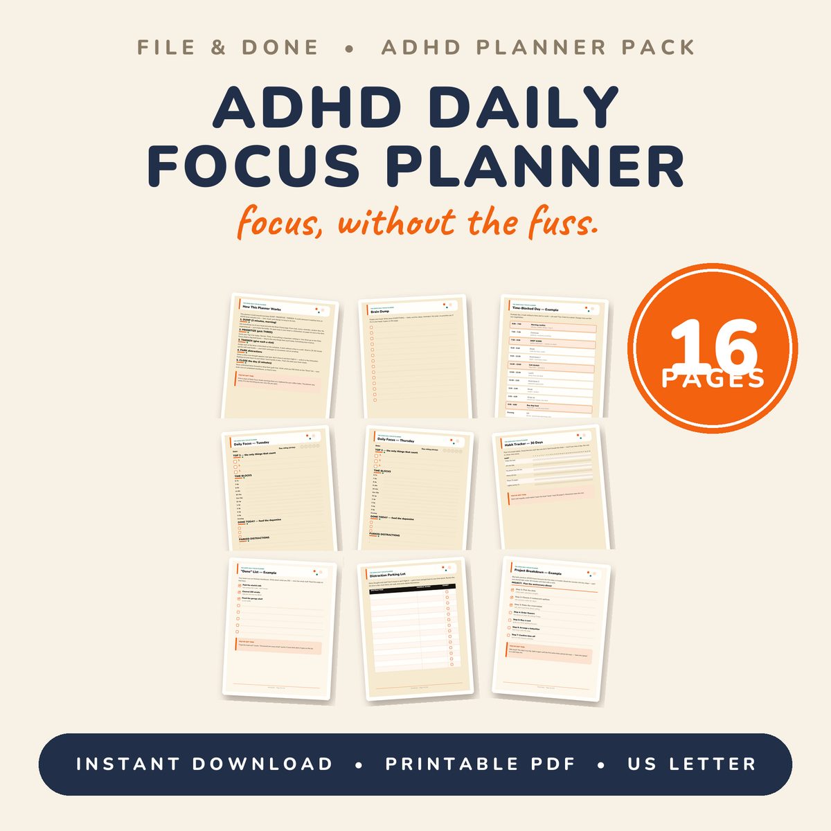 ADHD Daily Focus Planner Pack — cover