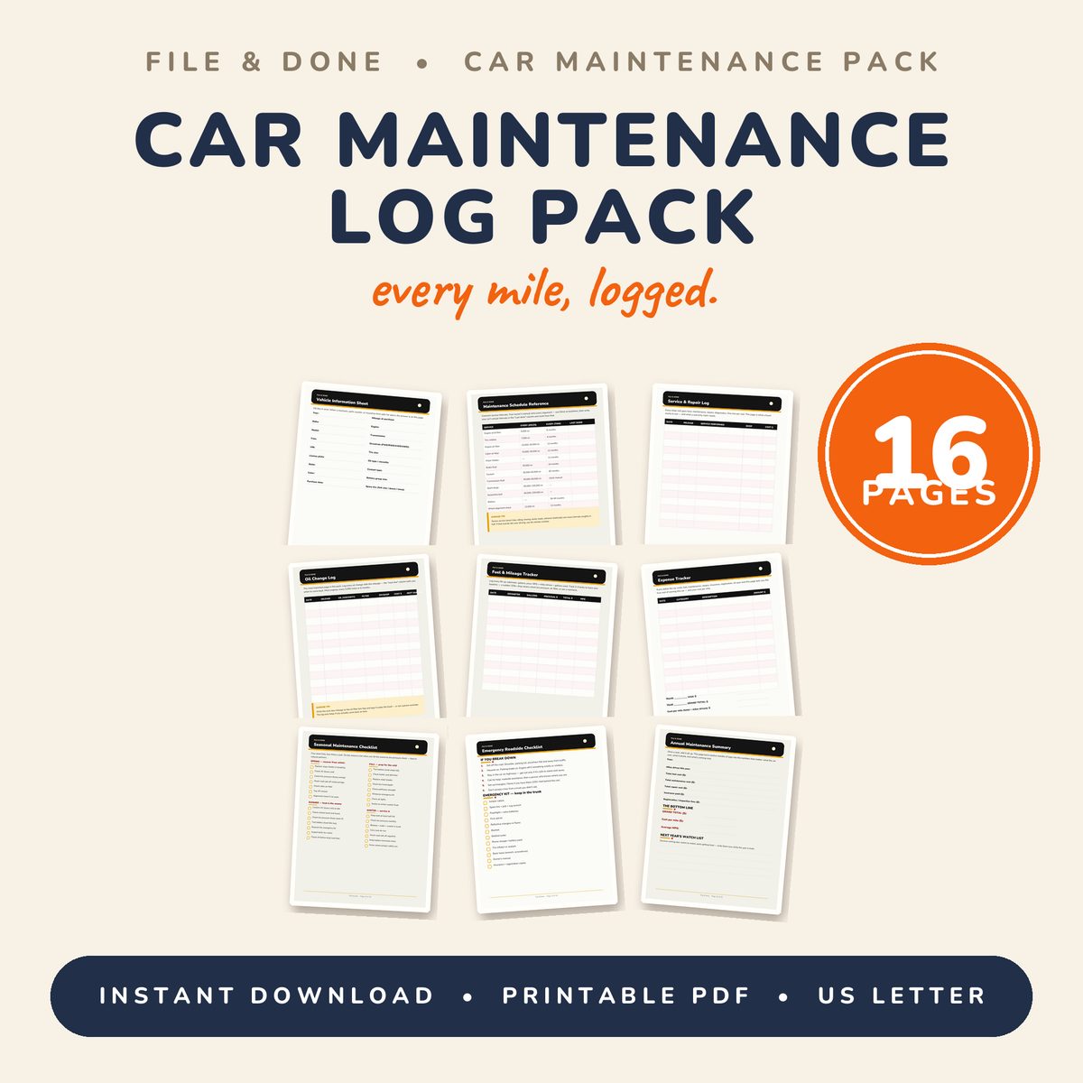 Car Maintenance Log & Tracker Pack — cover