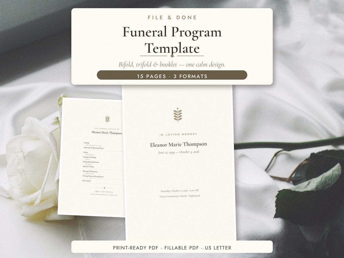 Funeral Program Template — cover