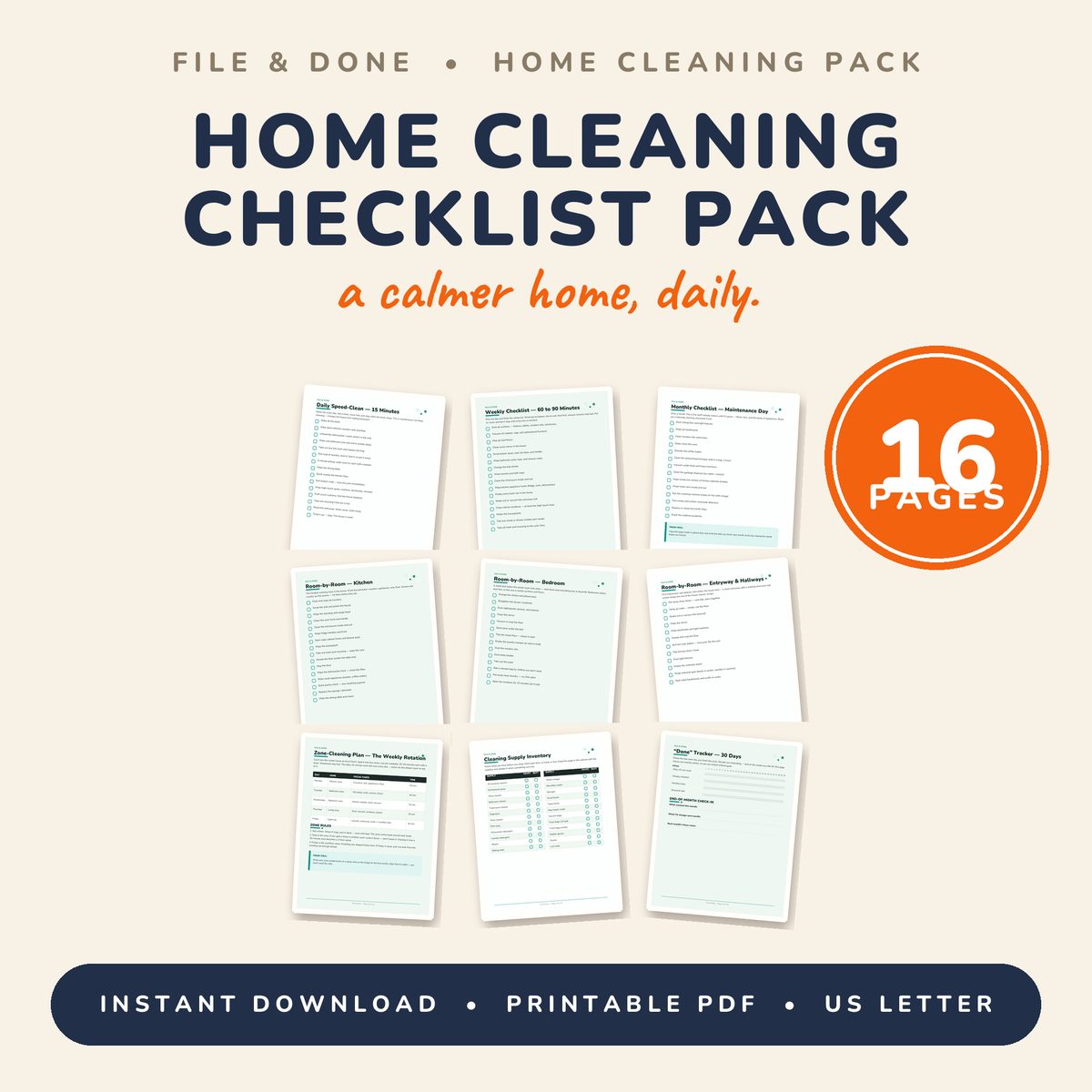 Home Cleaning Schedule & Checklist Pack — cover