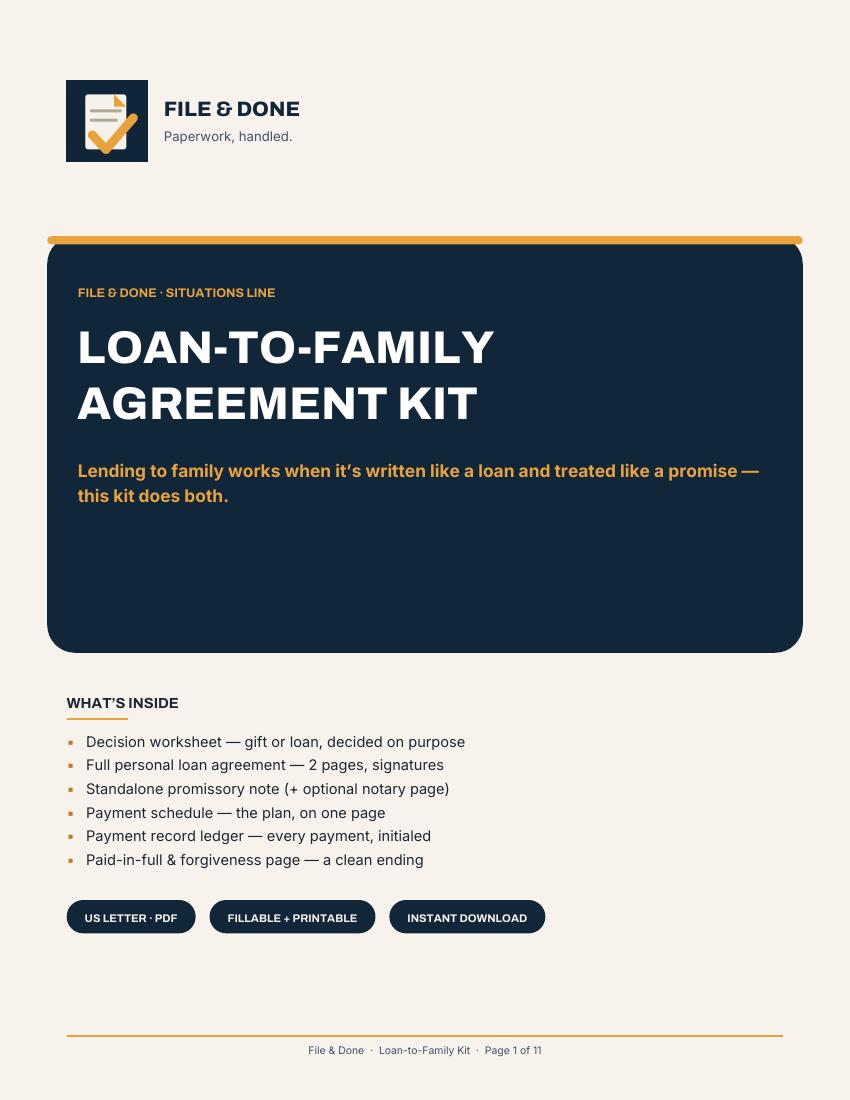 Loan-to-Family Agreement Kit — cover