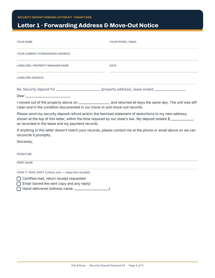 Security Deposit Demand Letter Kit — image 3